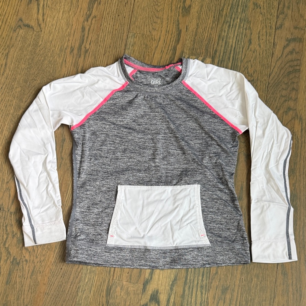 Athleta Kids Gray and White Rashguard with Pink Accents